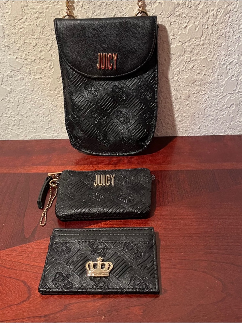 Juicy Couture Black Logo  Crossbody Pouch with Card Holder   And Coin Purse